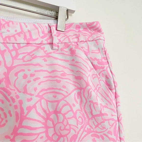 Lilly Pulitzer Jayne Knit Shorts Pelican Pink Sea Cups Print 7” Inseam Size 14 - Picture 4 of 11